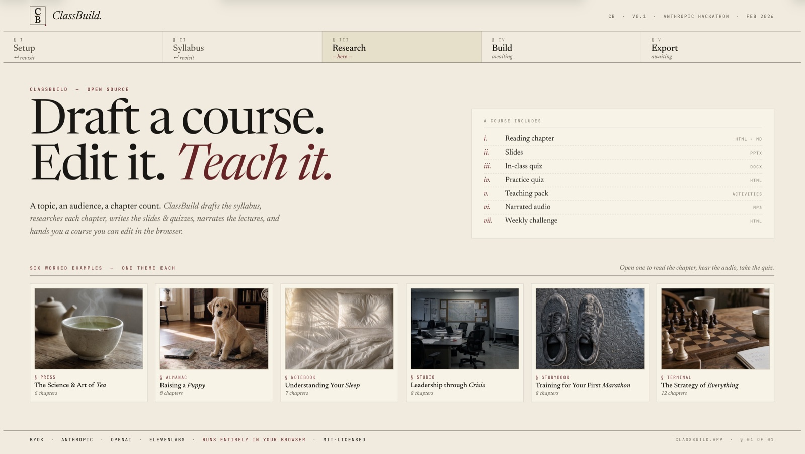ClassBuild: turn one topic into a complete course