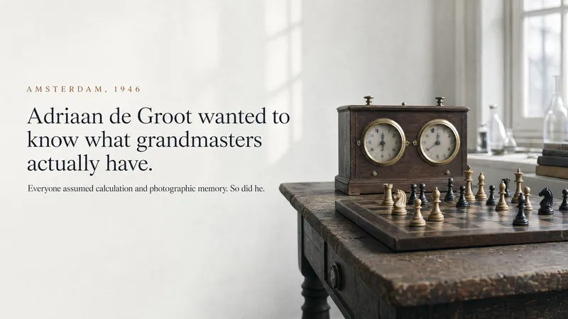 Slide 2 — Amsterdam, 1946: de Groot and the grandmasters