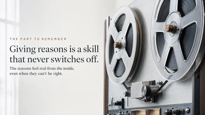 Slide 49 — giving reasons is a skill that never switches off